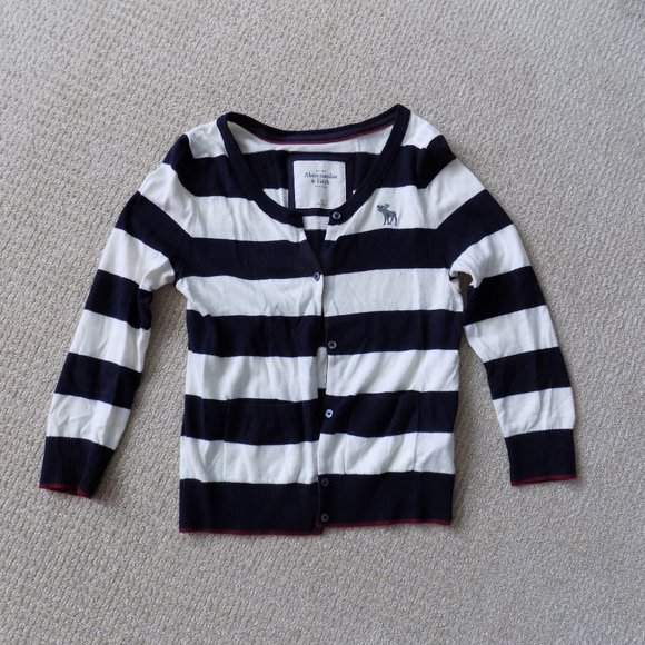 ABERCROMBIE & FITCH A&F STRIPED CARDIGAN SWEATER